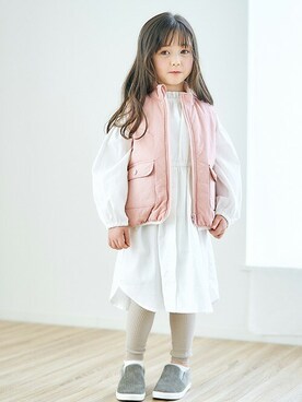 「apres les cours（アプレレクール）のアイテム（スリッポン）」を使った、F.O.OnlineStoreさん（キッズ・110cm）の秋コーディネート
