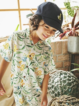 「BREEZE（ブリーズ）のアイテム（キャップ）」を使った、F.O.OnlineStoreさん（キッズ・110cm）の夏コーディネート