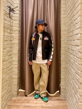 「ワイドパンツ 」｜「アイテム（その他アウター）」を使った、HAMAさん（メンズ・163cm）の秋コーディネート