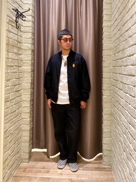 「コラボ」｜「アイテム（ブルゾン）」を使った、HAMAさん（メンズ・163cm）の秋コーディネート