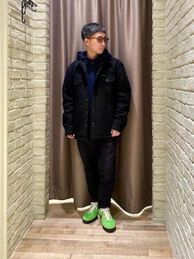 「シャツ 」｜「アイテム（ブルゾン）」を使った、HAMAさん（メンズ・163cm）の冬コーディネート