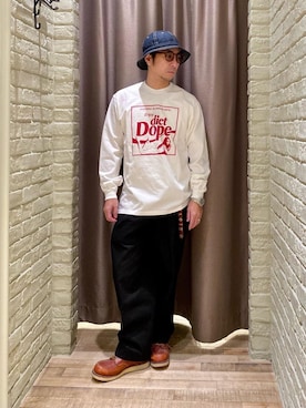 「ワイドパンツ 」｜「アイテム（チノパンツ）」を使った、HAMAさん（メンズ・163cm）の冬コーディネート