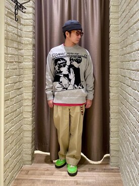 「ワイドパンツ 」｜「アイテム（チノパンツ）」を使った、HAMAさん（メンズ・163cm）の冬コーディネート