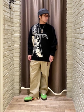 「ワイドパンツ 」｜「アイテム（チノパンツ）」を使った、HAMAさん（メンズ・163cm）の冬コーディネート