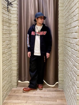 「ワイドパンツ 」｜「アイテム（チノパンツ）」を使った、HAMAさん（メンズ・163cm）の冬コーディネート