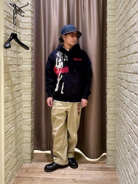 「ワイドパンツ 」｜「アイテム（チノパンツ）」を使った、HAMAさん（メンズ・163cm）の冬コーディネート