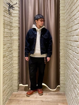 「HYSTERIC GLAMOUR（ヒステリックグラマー）のアイテム（チノパンツ）」を使った、HAMAさん（メンズ・163cm）の冬コーディネート