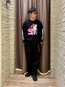 「ワイドパンツ 」｜「アイテム（チノパンツ）」を使った、HAMAさん（メンズ・163cm）の冬コーディネート