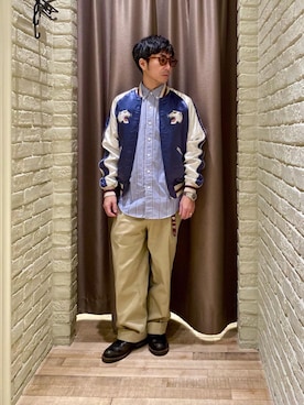 「ワイドパンツ 」｜「アイテム（ジャケット/アウター）」を使った、HAMAさん（メンズ・163cm）の冬コーディネート