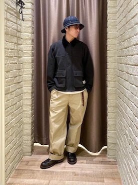 「ワイドパンツ 」｜「アイテム（ジャケット/アウター）」を使った、HAMAさん（メンズ・163cm）の春コーディネート