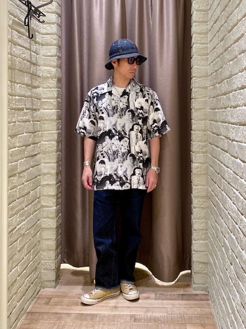 DENNIS MORRIS/BOLLOKS ANARCHY MIX柄 オープンカラーシャツ