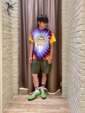 「アイテム（カーゴパンツ）」を使った、HAMAさん（メンズ・163cm）の夏コーディネート