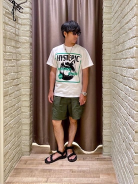 「アイテム（カーゴパンツ）」を使った、HAMAさん（メンズ・163cm）の夏コーディネート