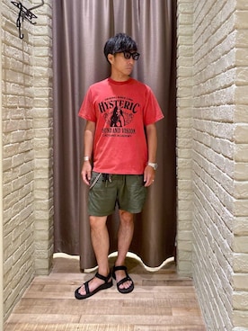 「HYSTERIC GLAMOUR（ヒステリックグラマー）のLADYLAND ACADEMY Tシャツ（Tシャツ/カットソー）」を使った、HAMAさん（メンズ・163cm）の夏コーディネート
