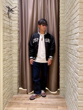 「アイテム（スタジャン）」を使った、HAMAさん（メンズ・163cm）の秋コーディネート