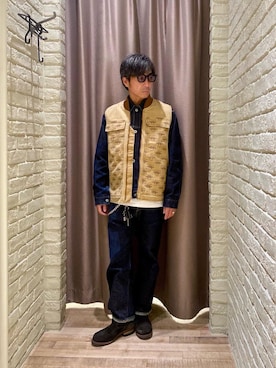 「アイテム（ベスト）」を使った、HAMAさん（メンズ・163cm）の秋コーディネート