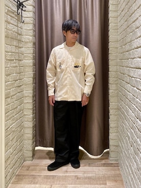 「HYSTERIC GLAMOUR（ヒステリックグラマー）の1タックイージーパンツ（その他パンツ、ブラック系）」を使った、HAMAさん（メンズ・163cm）の秋コーディネート