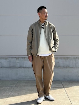 「ジャーマントレーナー」｜「アイテム（ブルゾン）」を使った、遠藤さん（メンズ・175cm）の春コーディネート