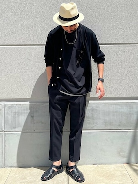 「SHIPS any（シップス エニィ）のアイテム（スラックス）」を使った、遠藤さん（メンズ・175cm）の春コーディネート