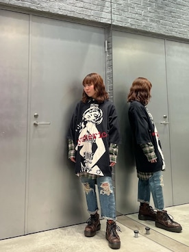 「シャツ 」｜「アイテム（ワンピース/ドレス）」を使った、nanahoさん（レディース・149cm）の冬コーディネート