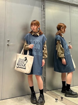 「シャツ 」｜「アイテム（ワンピース/ドレス）」を使った、nanahoさん（レディース・149cm）の春コーディネート