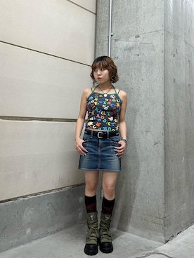 「アイテム（デニムスカート）」を使った、nanahoさん（レディース・149cm）の夏コーディネート
