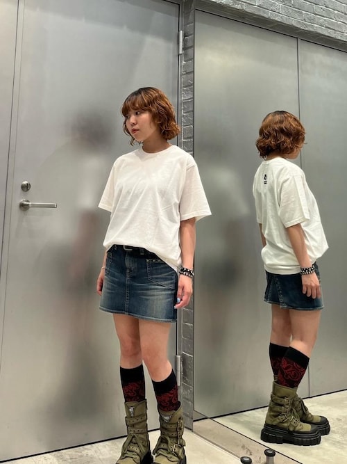 ヒステリックグラマー　コーデュロイ フレアミニスカート　イエロー　レア品 MOTOR CITY FEVER柄 ローライズミニスカート|HYSTERIC GLAMOUR
