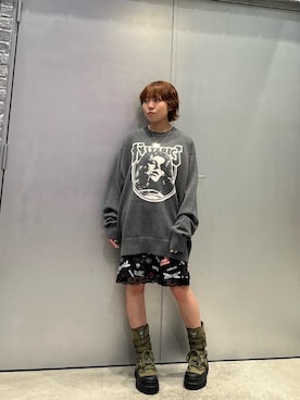 「HYSTERIC GLAMOUR（ヒステリックグラマー）のROCK HAPPENING柄 ワンピース（ワンピース）」を使った、nanahoさん（レディース・149cm）の夏コーディネート