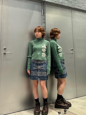 「アイテム（その他アウター、グリーン系）」を使った、nanahoさん（レディース・149cm）の秋コーディネート