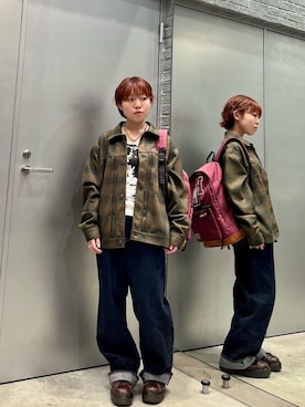 「アイテム（その他アウター、グリーン系）」を使った、nanahoさん（レディース・149cm）の冬コーディネート