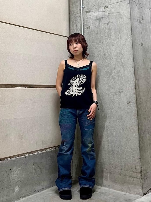 HYSTERIC ブラック キャミソール　ファッション　レディース HYSTERIC GLAMOUR（ヒステリックグラマー） キャミソール EVIL WOMAN