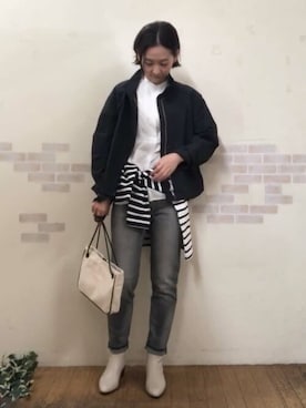 「human woman（ヒューマンウーマン）の≪arrive 5e≫デニムパンツ（デニムパンツ）」を使った、mayumiさん（レディース・160cm）の春コーディネート