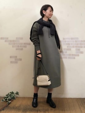 「アイテム（ワンピース/ドレス、グリーン系）」を使った、mayumiさん（レディース・160cm）の春コーディネート