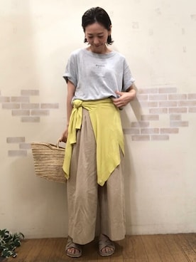 「human woman（ヒューマンウーマン）の◆リサイクルロゴＴシャツ（Tシャツ/カットソー、ブルー系）」を使った、mayumiさん（レディース・160cm）の夏コーディネート
