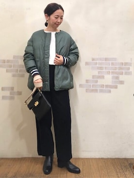 「アイテム（ダウンジャケット/コート）」を使った、mayumiさん（レディース・160cm）の春コーディネート