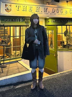 「アイテム（ハンチング/ベレー帽）」を使った、香恵さん（レディース・156cm・20代）の冬コーディネート