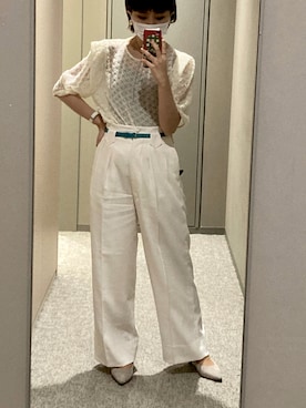 「SLOW（スロウ）のアイテム（パンツ）」を使った、おはるさん（レディース・157cm）の夏コーディネート