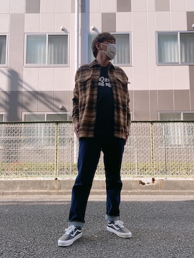 「チェック柄に恋してる」｜「アイテム（その他アウター）」を使った、つったんさん（メンズ・182cm）の秋コーディネート