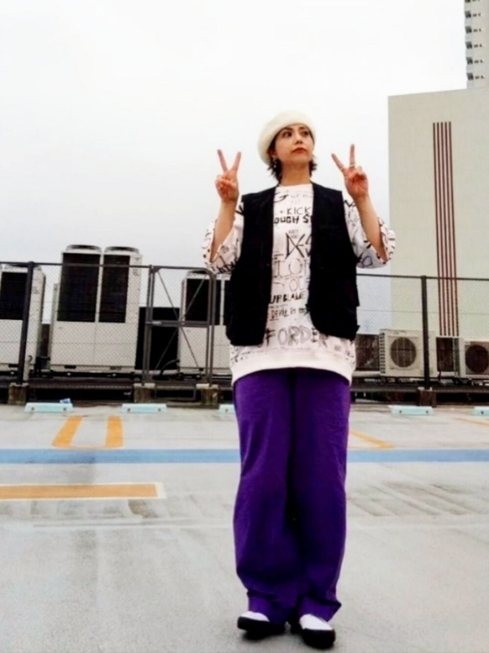 「ラブアンドピース2021」｜「SENSE OF PLACE by URBAN RESEARCHのソフトサーモベレー（ハンチング/ベレー帽、ホワイト系）」を使った、yumi☆さん（レディース・159cm）の秋コーディネートの1枚目の写真