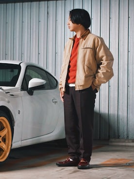 「アイテム（スラックス）」を使った、おまめくんさん（メンズ・171cm・30代）の秋コーディネート