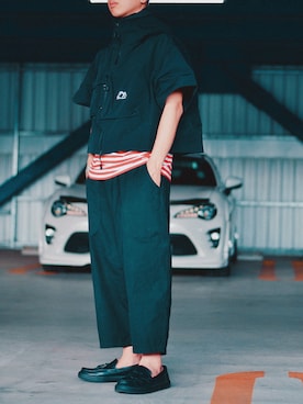 「GOLD（ゴールド）のアイテム（その他パンツ）」を使った、おまめくんさん（メンズ・170cm）の春コーディネート