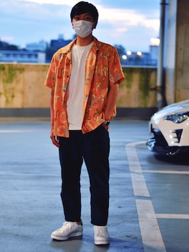 「RED KAP（レッドキャップ）のアイテム（Tシャツ/カットソー）」を使った、おまめくんさん（メンズ・170cm）の夏コーディネート
