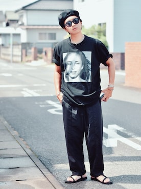「夏ルックで気分アップ」｜「アイテム（ハンチング/ベレー帽）」を使った、おまめくんさん（メンズ・171cm）の夏コーディネート