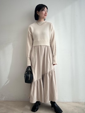 「ロング」｜「アイテム（その他シューズ）」を使った、minamiさん（レディース・155cm）の冬コーディネート
