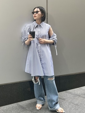 「VIS」｜「アイテム（シャツワンピース）」を使った、minamiさん（レディース・155cm）の夏コーディネート