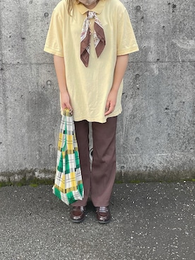 みさんの「センタープレスフレアパンツ　852112」を使ったコーディネート