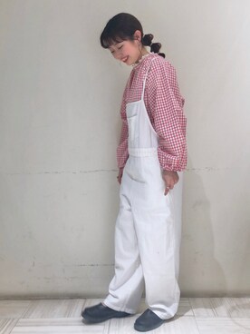 「ガーリーコーデ」｜「アイテム（サロペット/オーバーオール）」を使った、🍣ﾅ ﾅ ｺ🍣さん（レディース・157cm）の春コーディネート