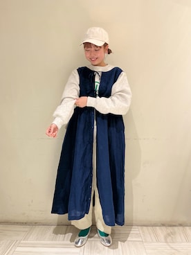 「春カラー」｜「アイテム（ジャンパースカート）」を使った、🍣ﾅ ﾅ ｺ🍣さん（レディース・157cm）の冬コーディネート
