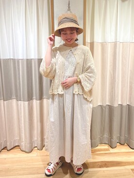 「Samansa Mos2（サマンサ モスモス）のモチーフレースワンピース（ワンピース）」を使った、🍣ﾅ ﾅ ｺ🍣さん（レディース・157cm）の春コーディネート