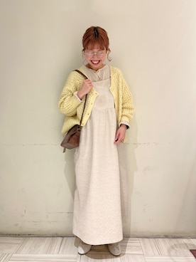 「Samansa Mos2（サマンサ モスモス）のインナー付花柄ジャカードキャミワンピース（ワンピース）」を使った、🍣ﾅ ﾅ ｺ🍣さん（レディース・157cm）の冬コーディネート